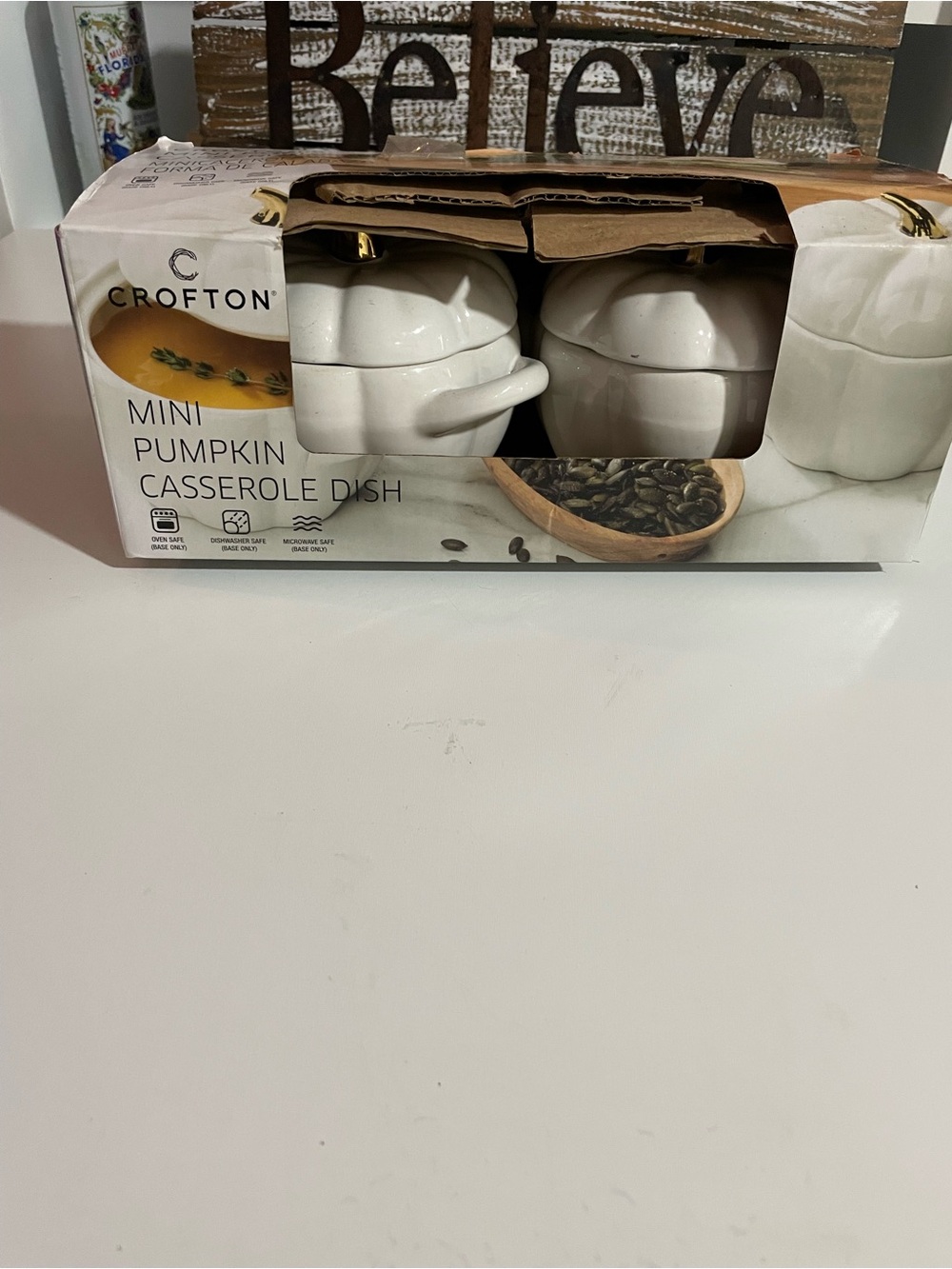 Crofton White Mini Pumpkin Casserole Dish Set with Lids